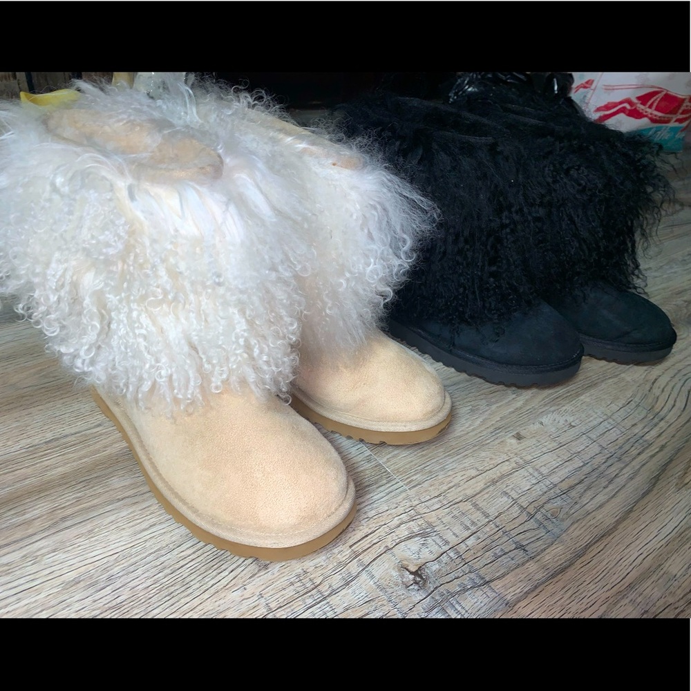 UGG - Suede & Curly Sheepskin Booties. Size 6. Barely worn, excellent condition